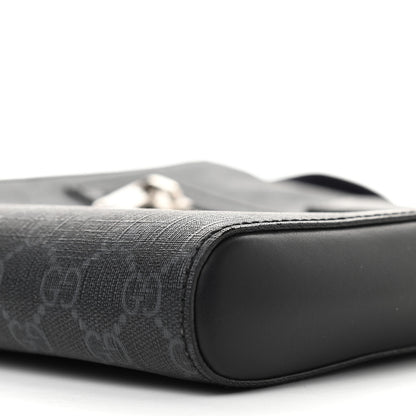 Gucci GG Supreme Monogram Web Small Flat Messenger Bag Black Grey 11 of 12