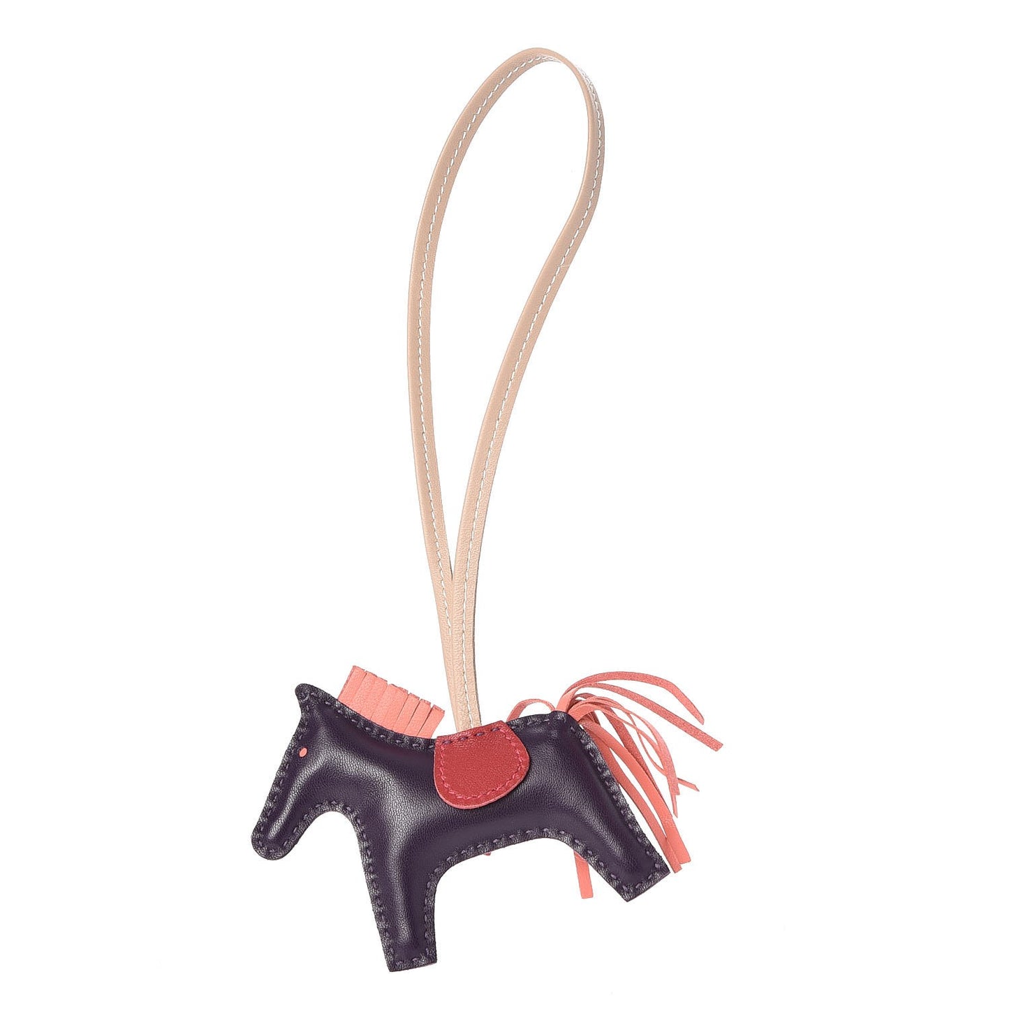 Milo Lambskin Grigri Rodeo Horse Bag Charm PM Raisin Flamingo Rouge Vif Argile