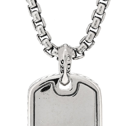 David Yurman Sterling Silver Black Diamond Small Dog Tag Necklace 4 of 5