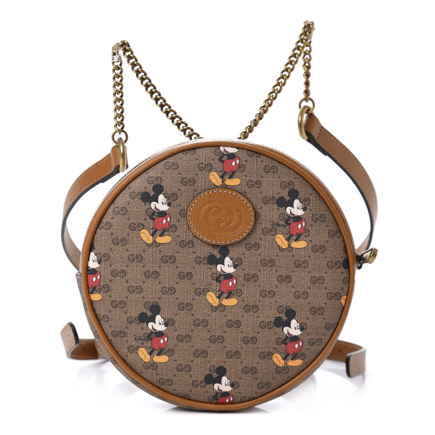 Gucci X DISNEY Mini Vintage GG Supreme Monogram Mickey Mouse Round Backpack Beige Vintage Sun Oil 1 of 14