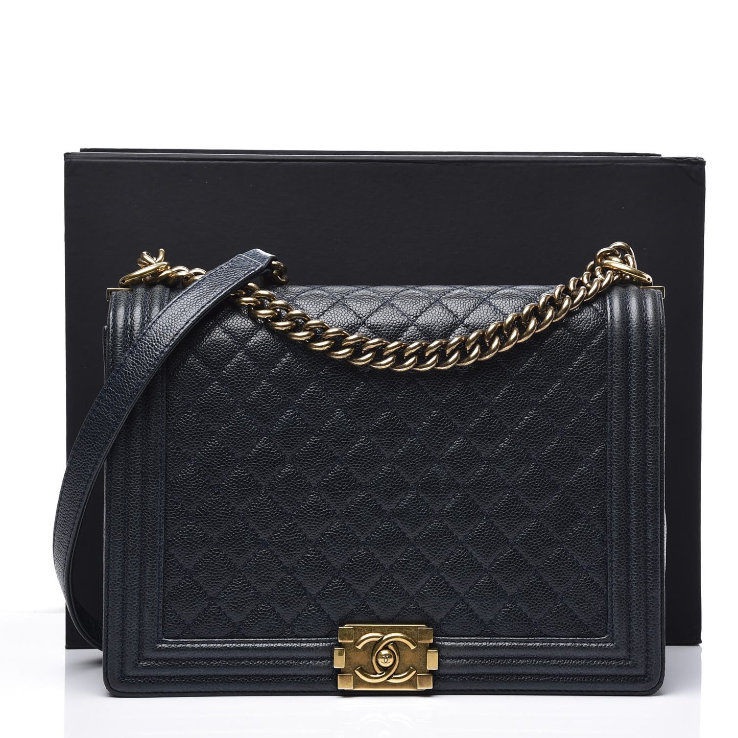 Caviar Quilted Large Boy Flap Blue