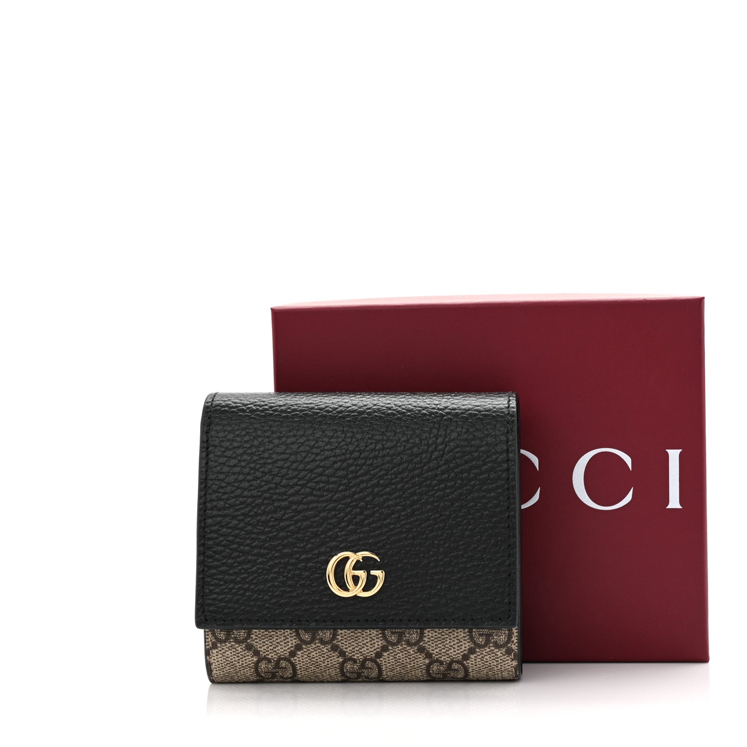 Gucci Dollar Calfskin GG Supreme Monogram Medium GG Marmont Wallet Black Beige Ebony 8 of 8