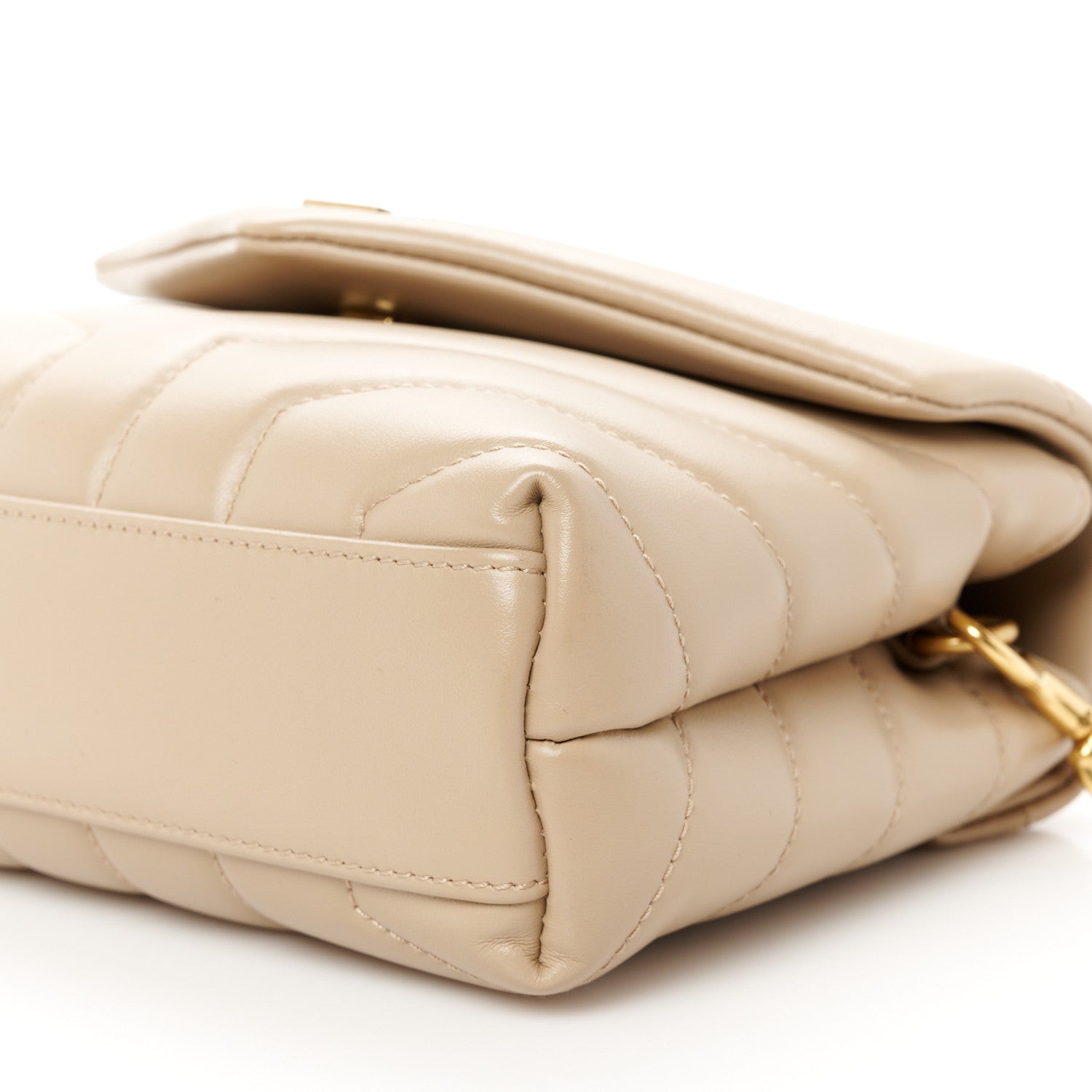 Saint Laurent Calfskin Y Quilted Monogram Toy Loulou Crossbody Bag Dark Beige 11 of 11