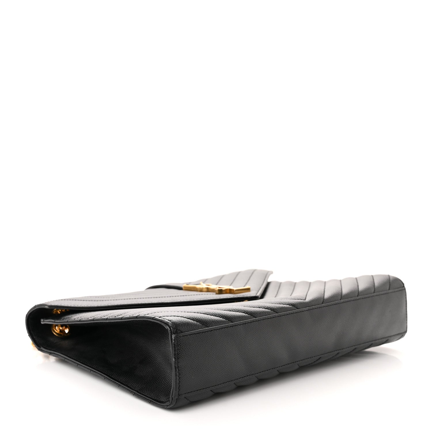 Saint Laurent Grain De Poudre Matelasse Chevron Large Monogram Satchel Black 4 of 14