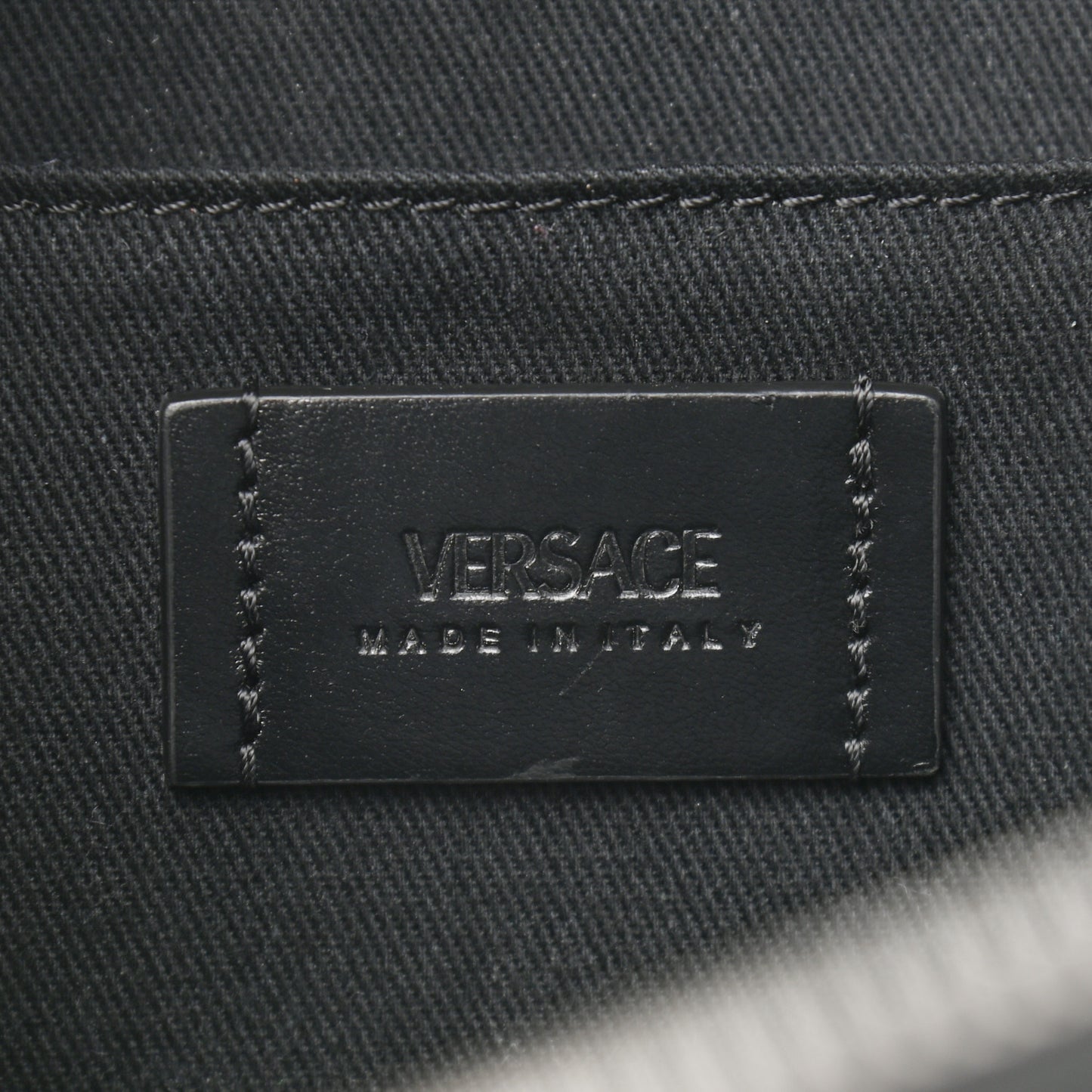 Coated Canvas La Greca Signature Messenger Bag Black Gray