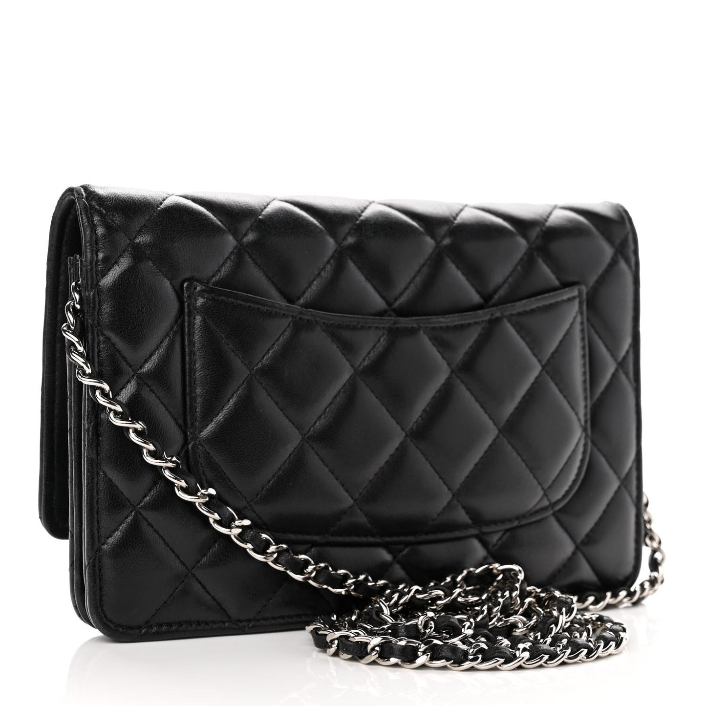Lambskin Quilted Wallet On Chain WOC Black