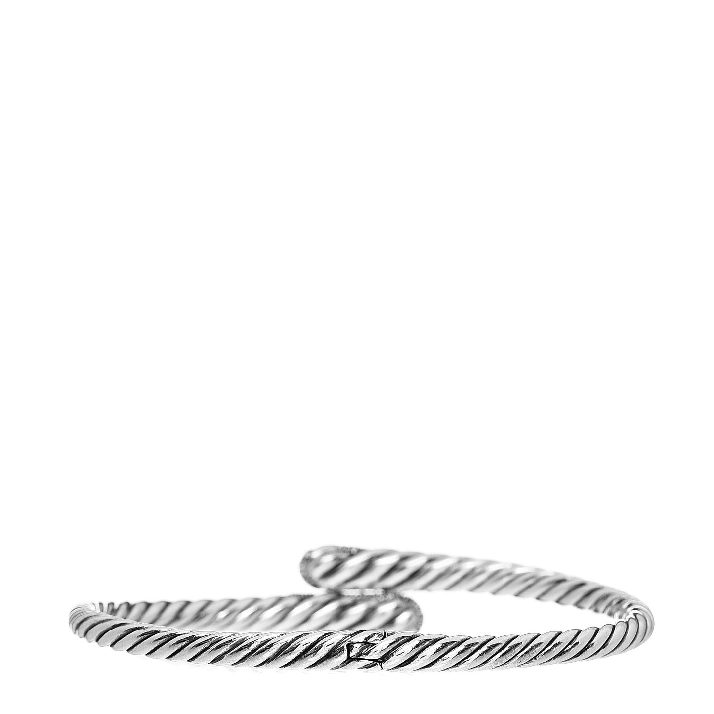 Sterling Silver Diamond 12mm Willow Open Single Row Bracelet