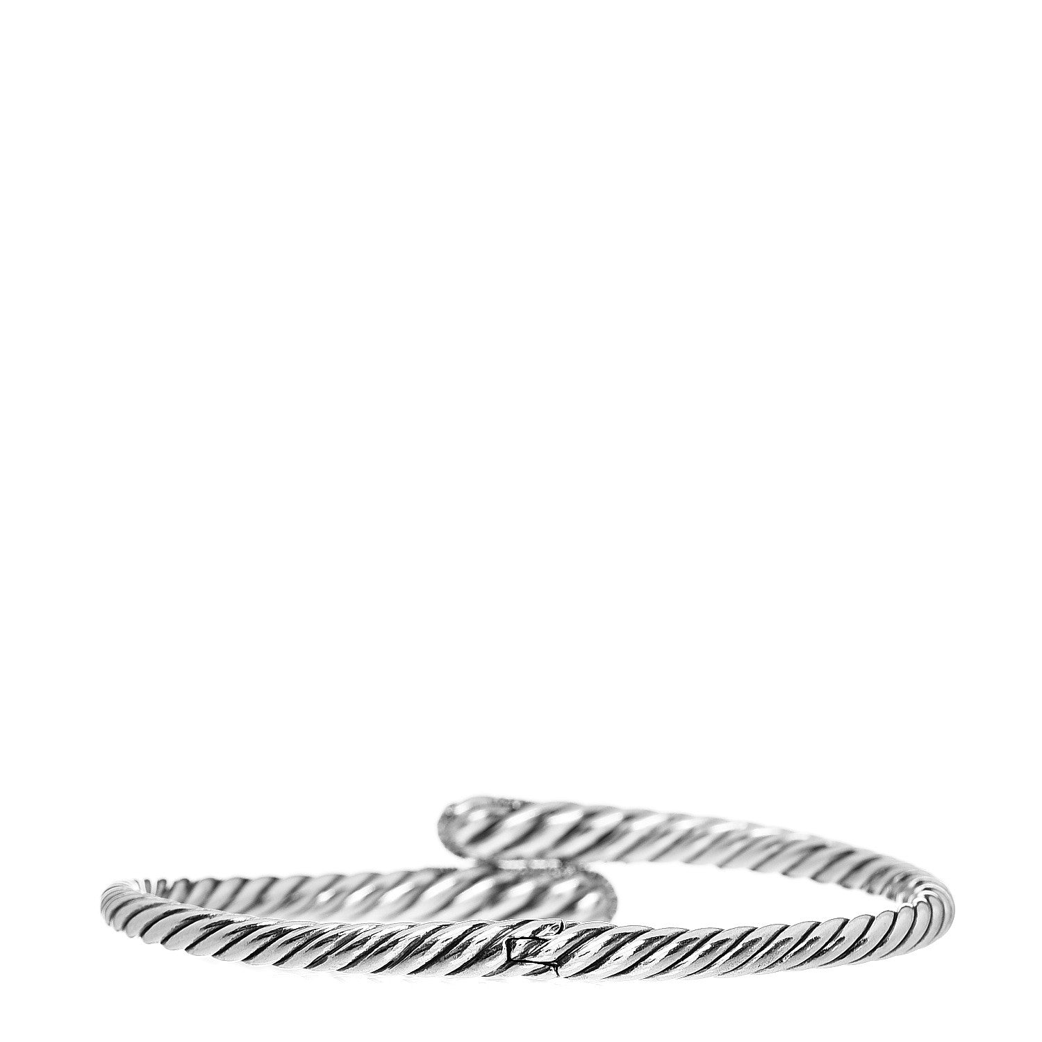 David Yurman Sterling Silver Diamond 12mm Willow Open Single Row Bracelet 2 of 4