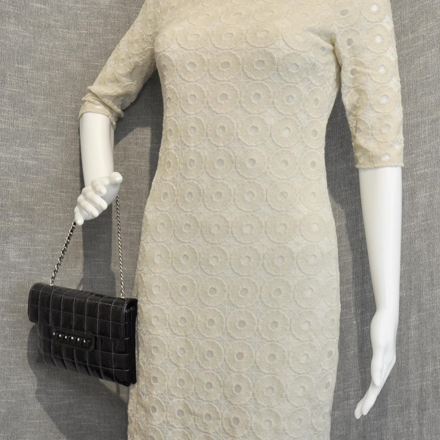 Patent Chocolate Bar Quilted Computer Keys Flap Black