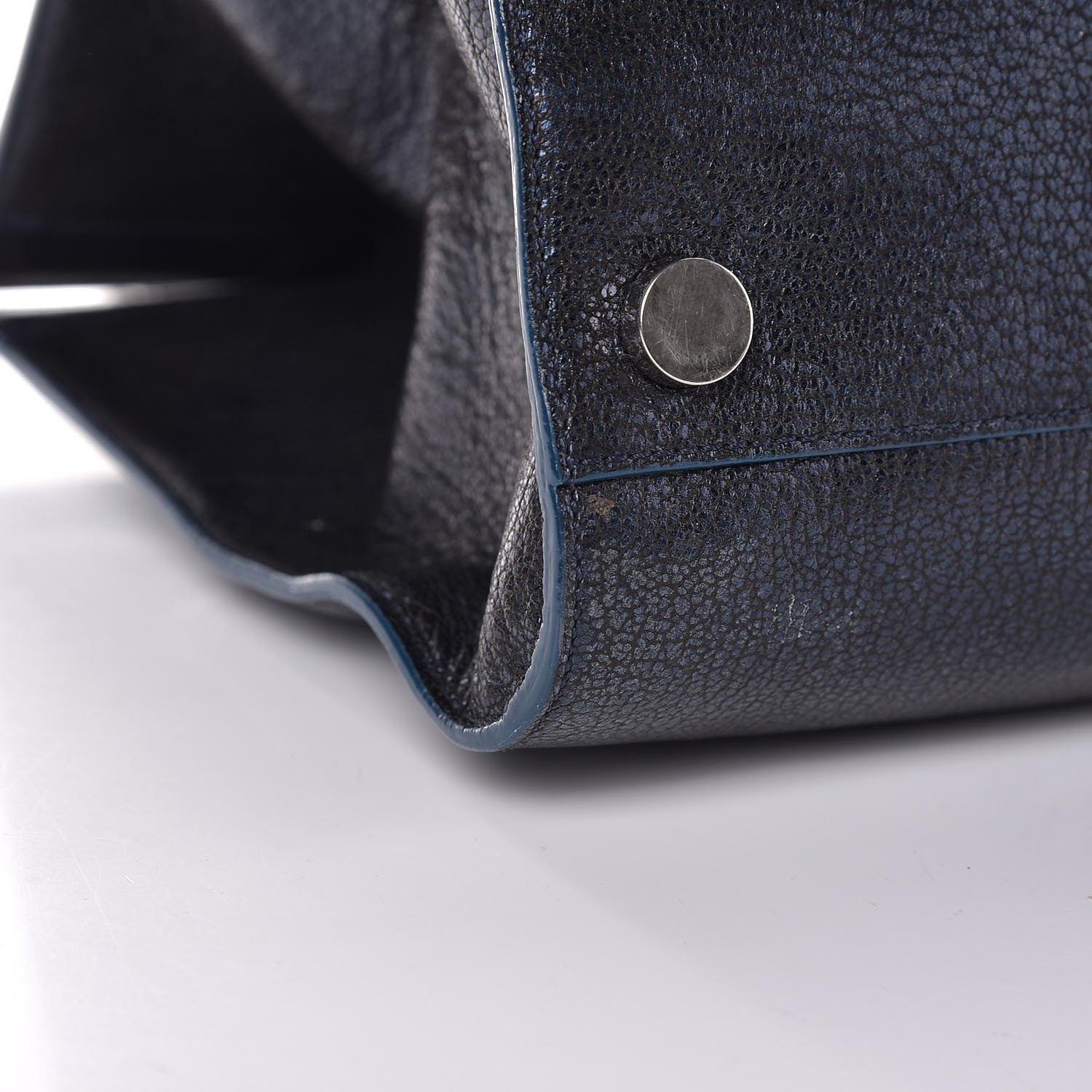 Jimmy Choo Metallic Grainy Goatskin Riley Tote Navy 9 of 12