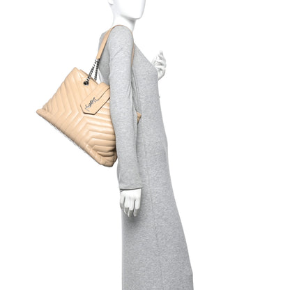 Saint Laurent Calfskin Y Quilted Monogram Large Loulou Shopper Nude Powder 2 of 16