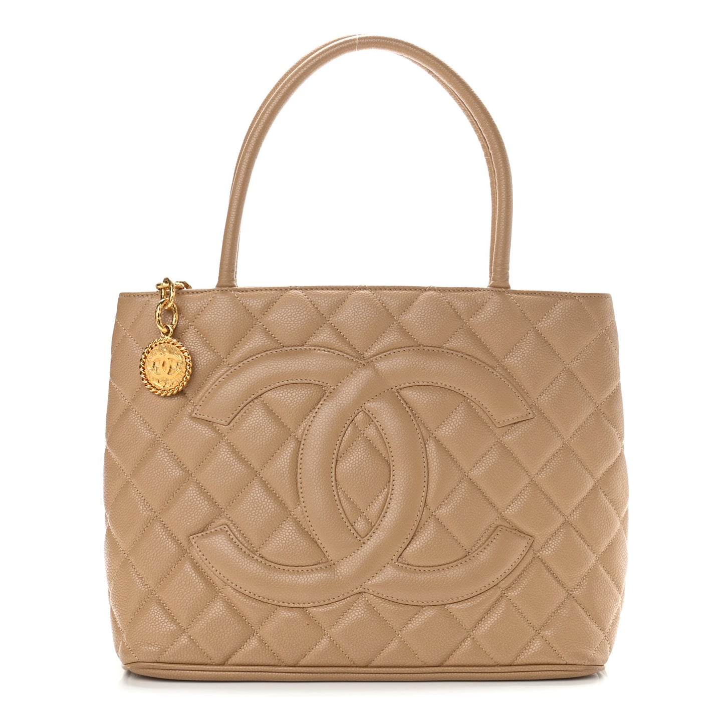 Caviar Quilted Medallion Tote Beige