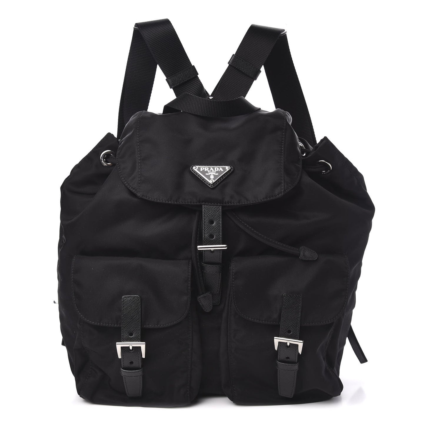 Tessuto Nylon Saffiano Medium Backpack Black