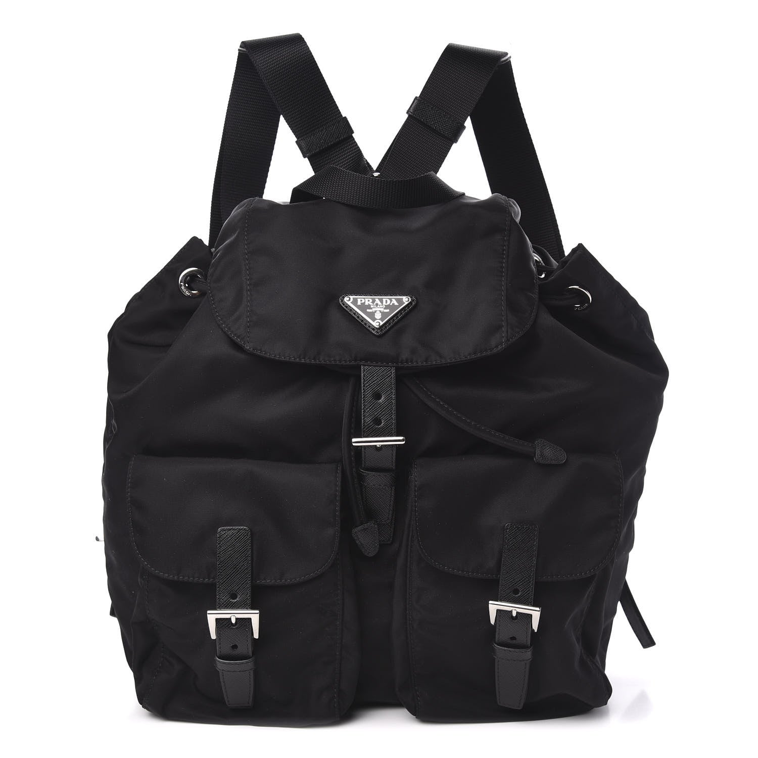 Prada Tessuto Nylon Saffiano Medium Backpack Black 1 of 8