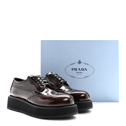 Prada Spazzolato Fume Brogue Derby Loafers 39 Bruciato 9 of 9