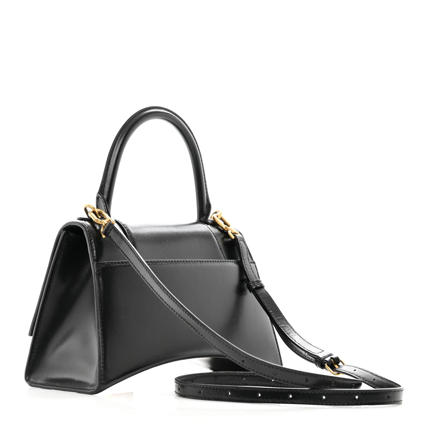 Balenciaga Shiny Box Calfskin Small Hourglass Top Handle Bag Black 3 of 9
