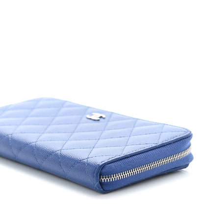 Chanel Caviar Quilted Large Gusset Zip Around Wallet Blue 10 of 10
