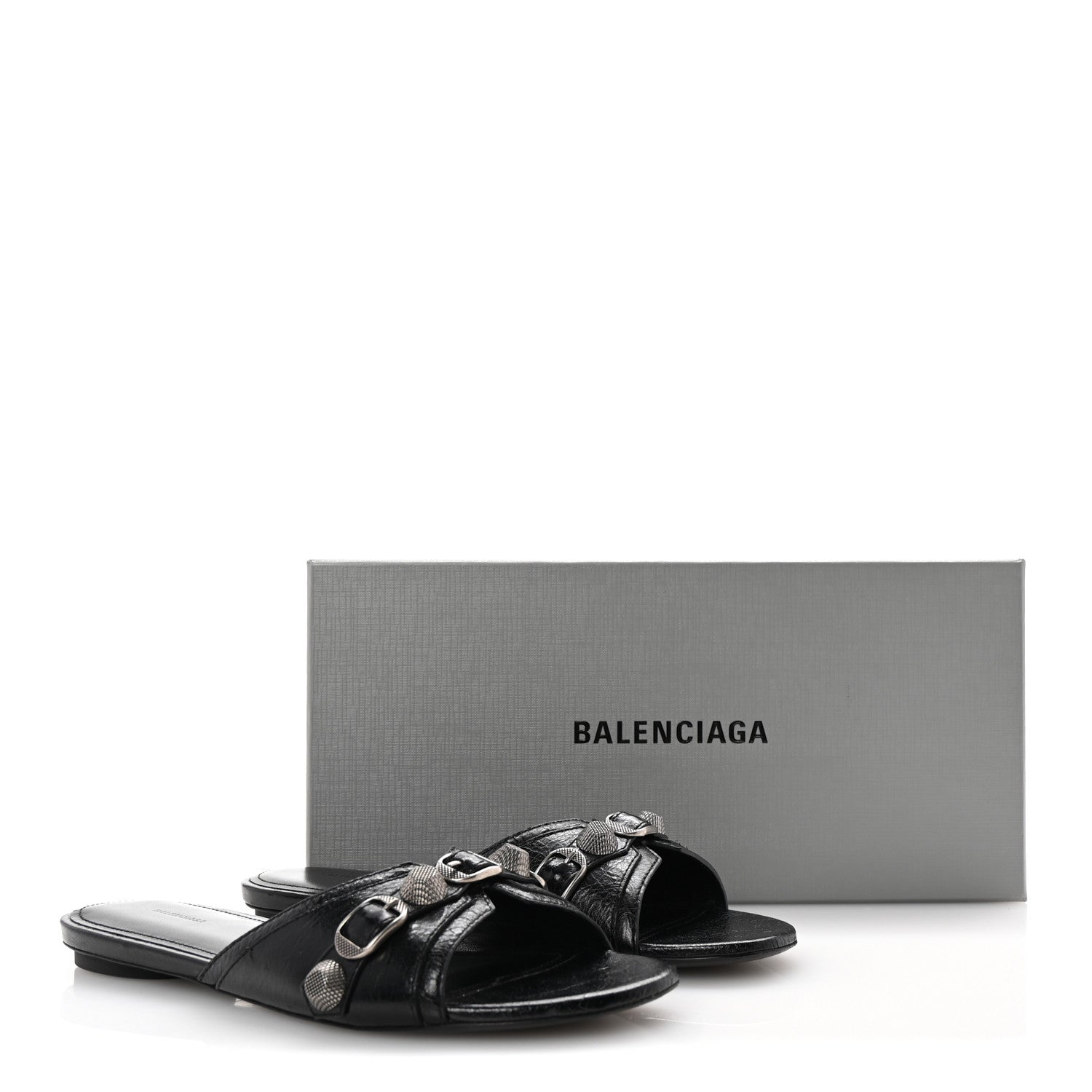 Balenciaga Agneau Arena Cagole Flat Slide Sandals 39 Black 10 of 10