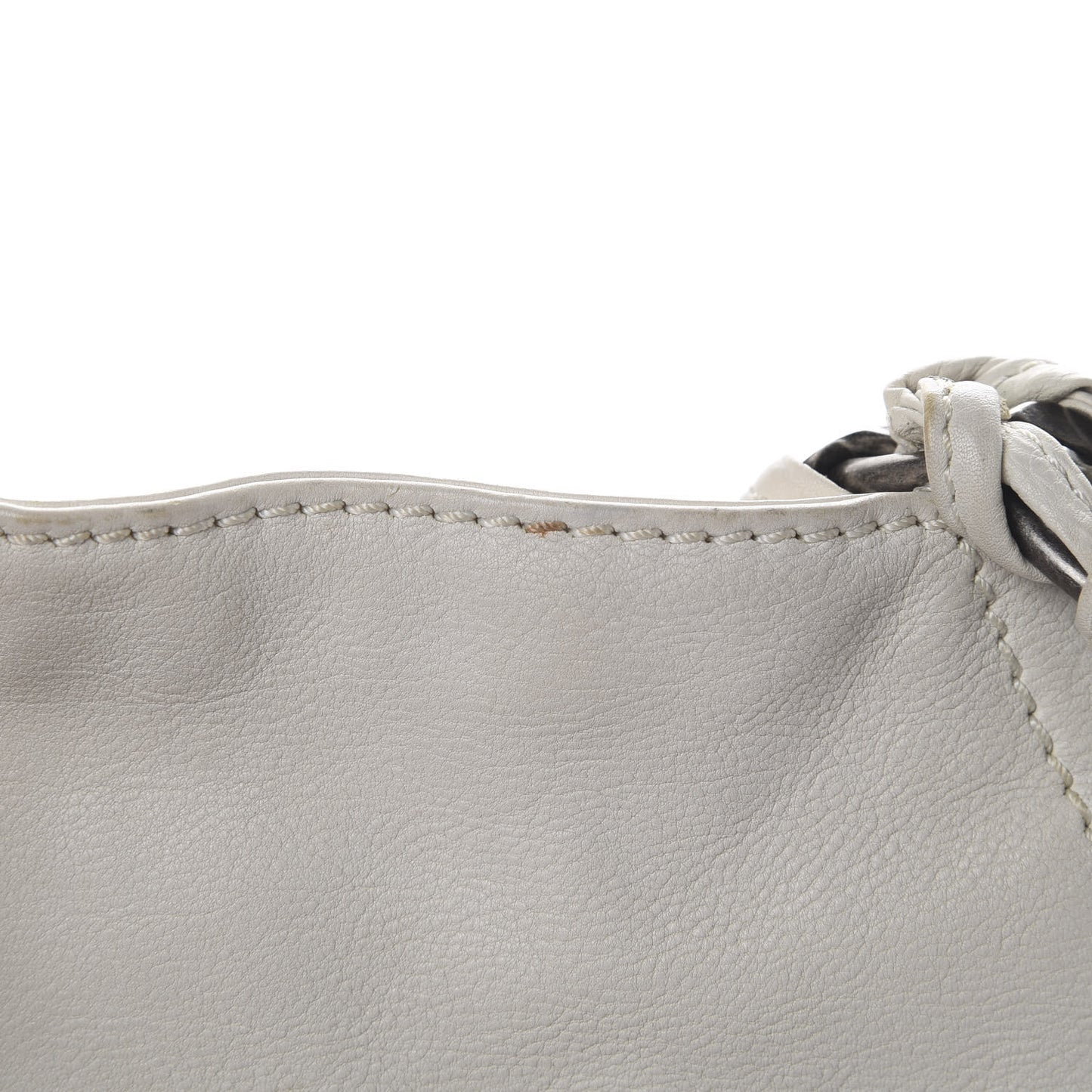 Calfskin Large East West Modern Chain Tote White