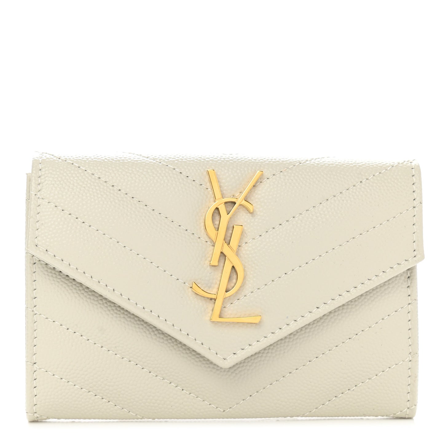 Grain De Poudre Matelasse Chevron Small Monogram Envelope Wallet Crema Soft