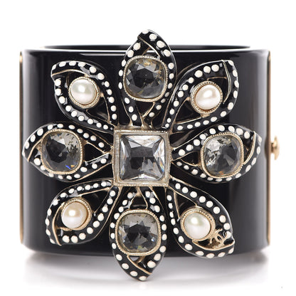 Chanel Resin Crystal Pearl Cuff Black 1 of 5