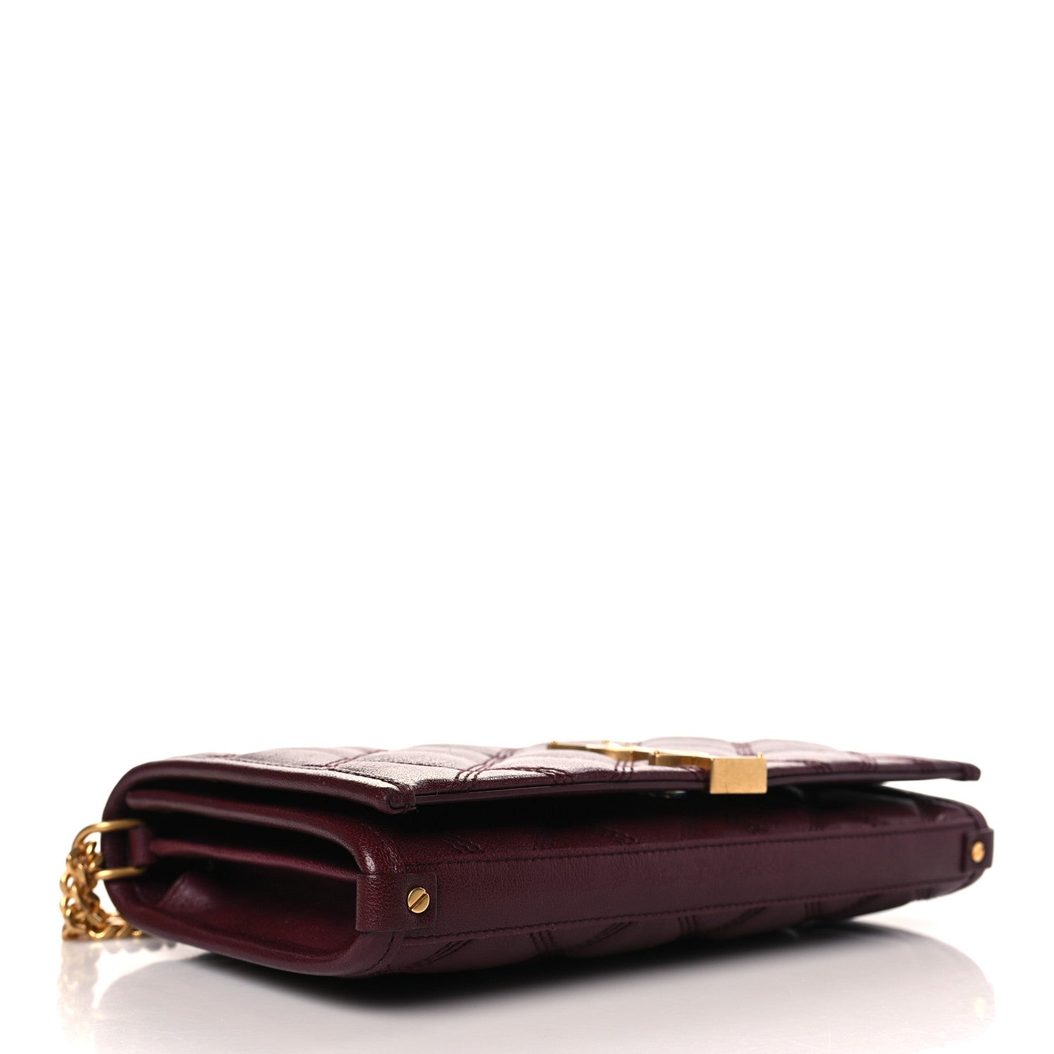 Saint Laurent Lambskin Diamond Quilted Angie Chain Bag Burgundy 4 of 9