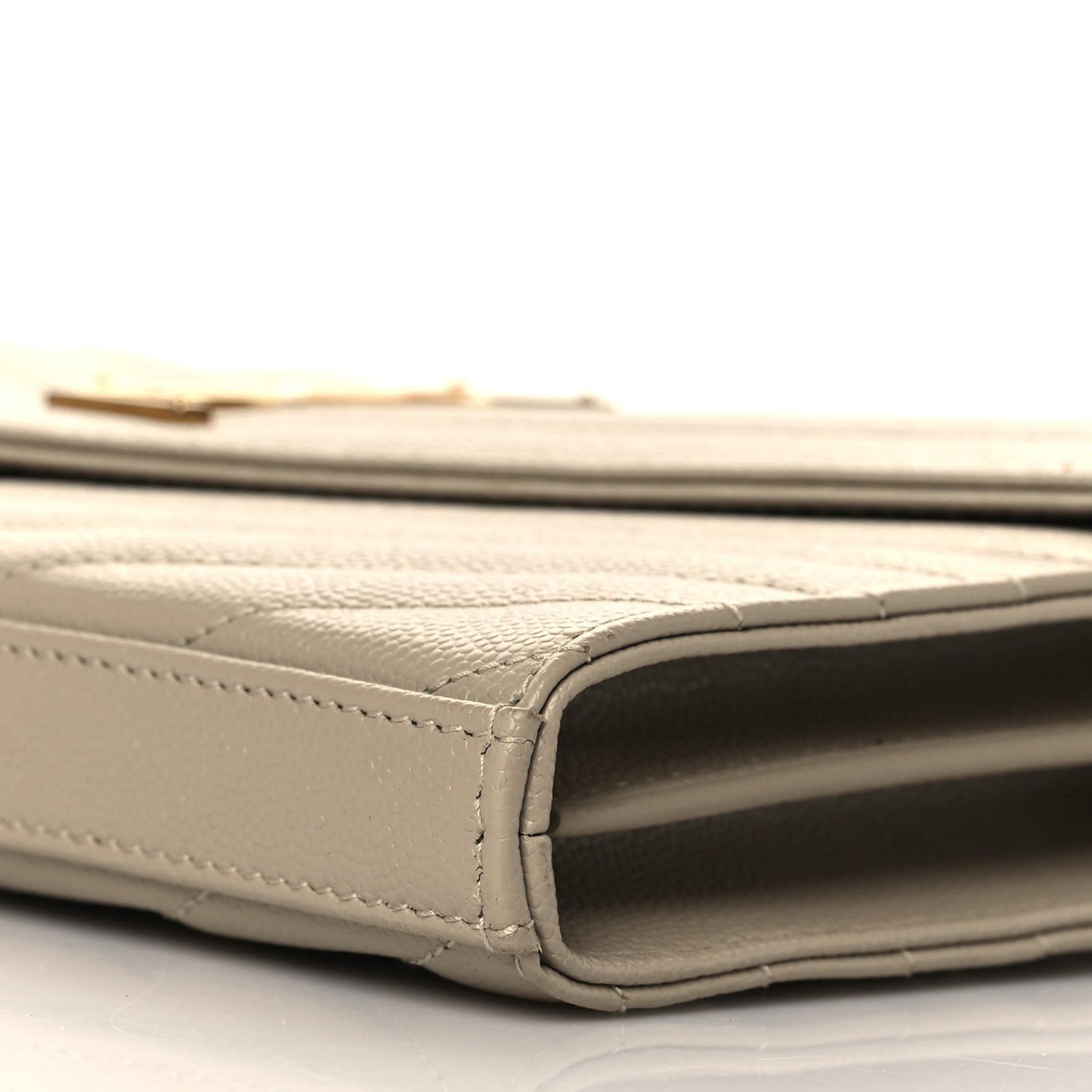 Grain De Poudre Matelasse Chevron Monogram Chain Wallet Dark Beige
