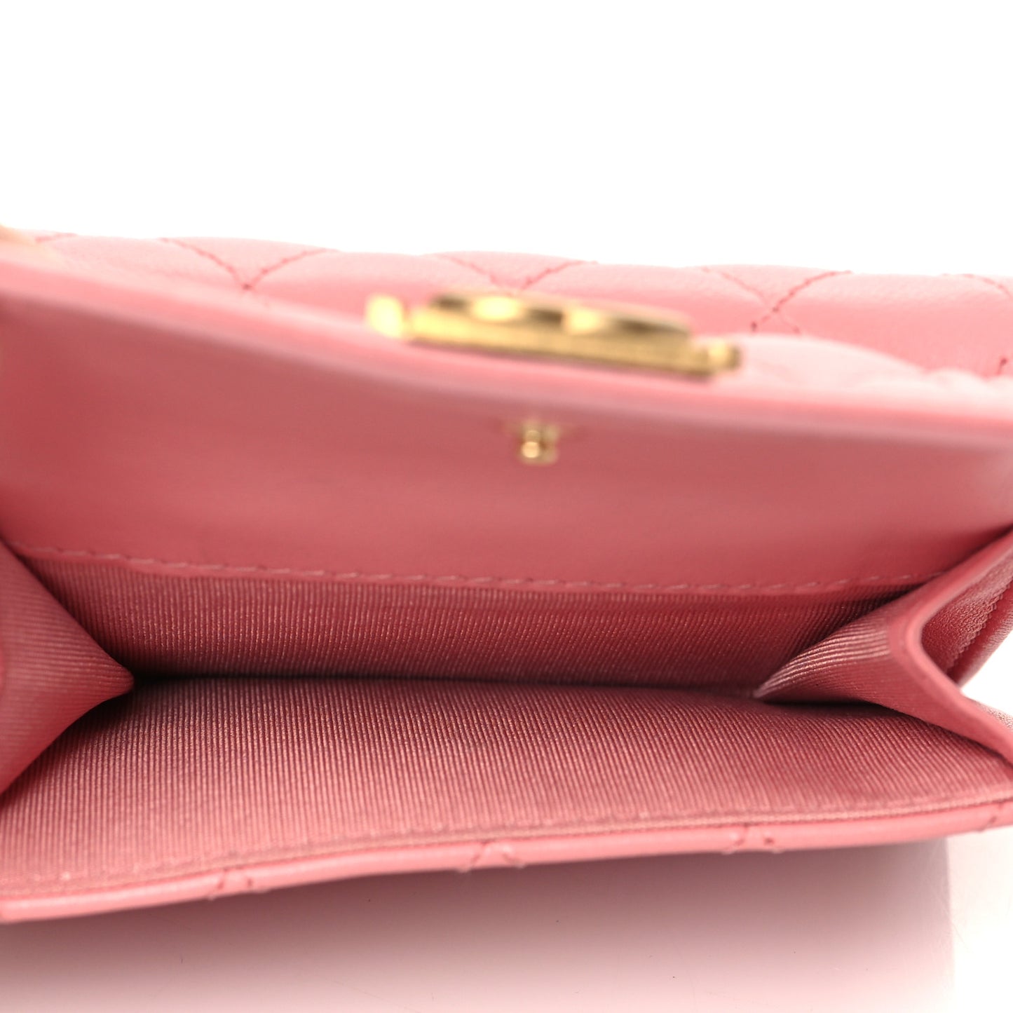 Lambskin Quilted Small Boy Flap Wallet Pink