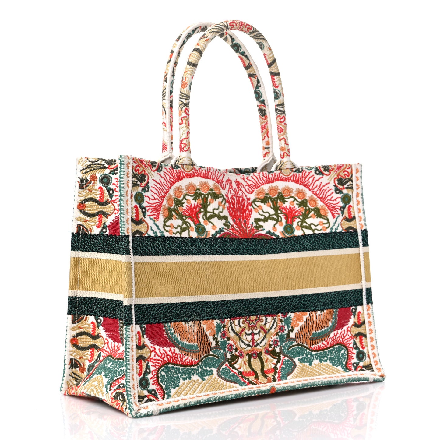 Canvas Embroidered Heart Lights Medium Book Tote Multicolor