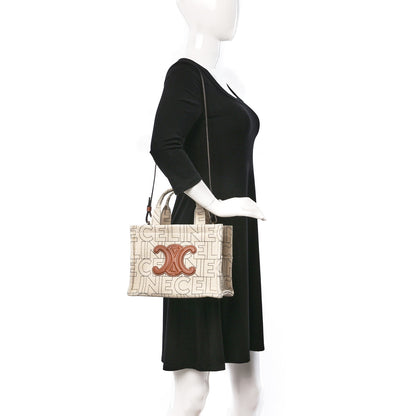 Celine Canvas Calfskin All Over Print Small Cabas Thais Natural Tan 2 of 9
