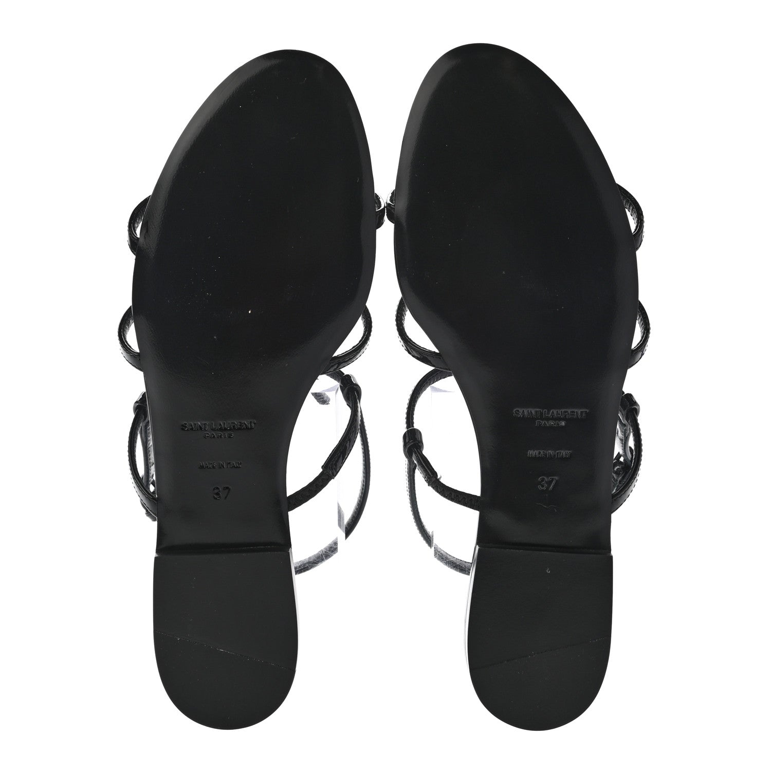 Saint Laurent Patent Calfskin Cassandra Monogram Sandals 37 Black 5 of 8