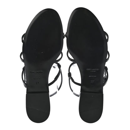 Saint Laurent Patent Calfskin Cassandra Monogram Sandals 37 Black 5 of 8