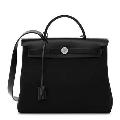 Hermes Military Toile Vache Hunter Herbag Zip PM 31 Black 1 of 12