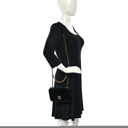 Chanel Velvet Quilted Small Camellia Flap Black 2 of 10
