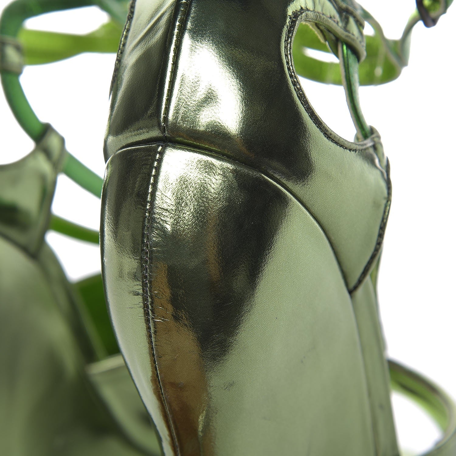 Bottega Veneta Metallic Calfskin Wedge Sandals 38 Green 10 of 11