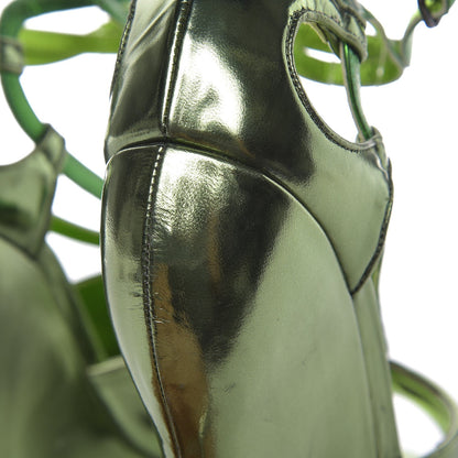 Bottega Veneta Metallic Calfskin Wedge Sandals 38 Green 10 of 11