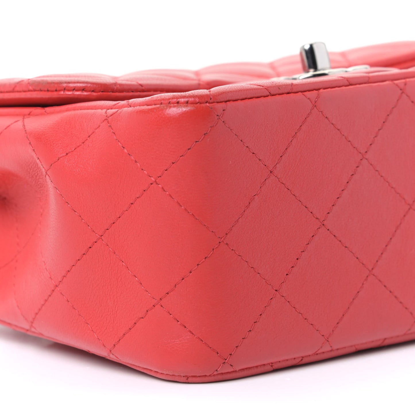 Lambskin Quilted Mini Square Flap Red