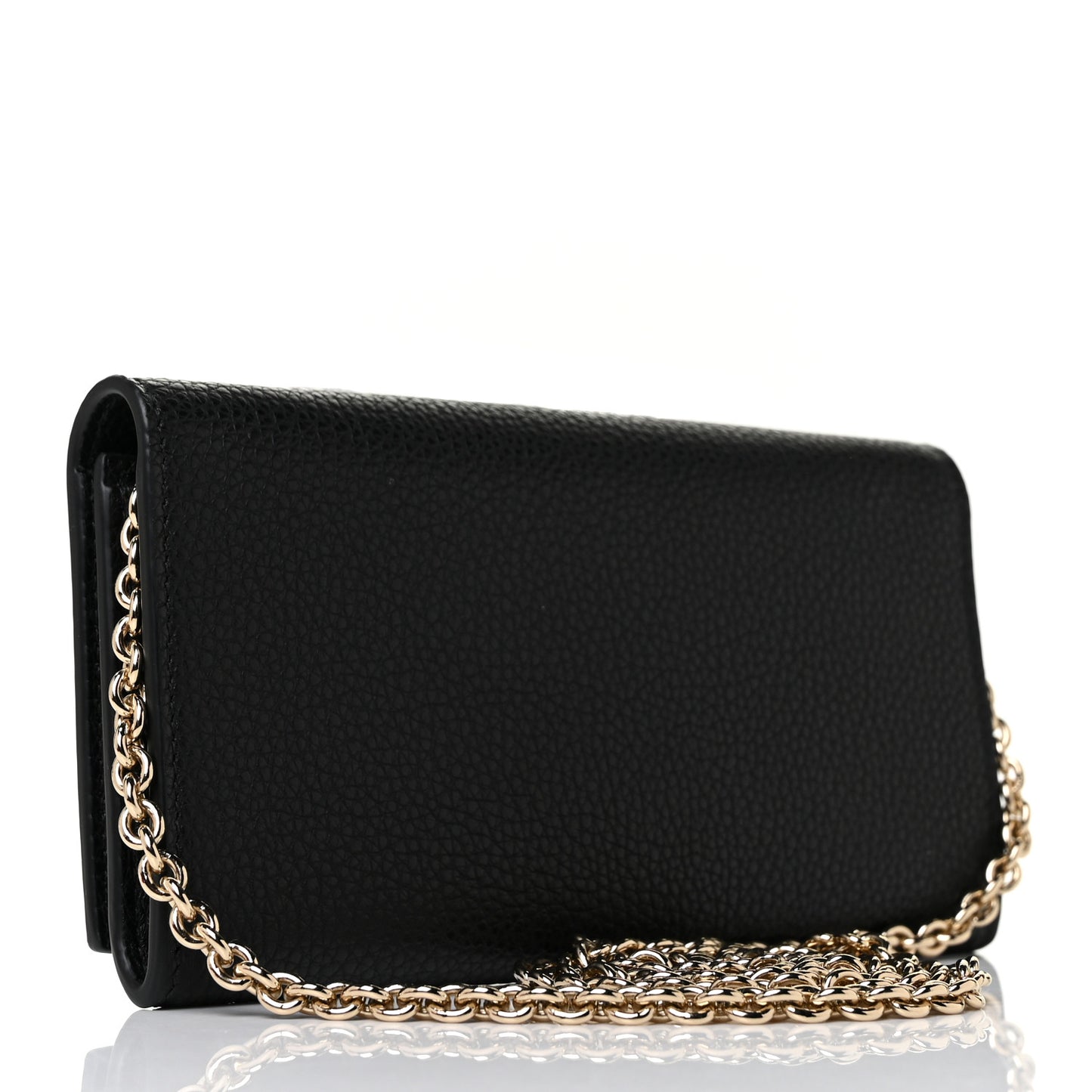 Calfskin City Wallet On Chain Black