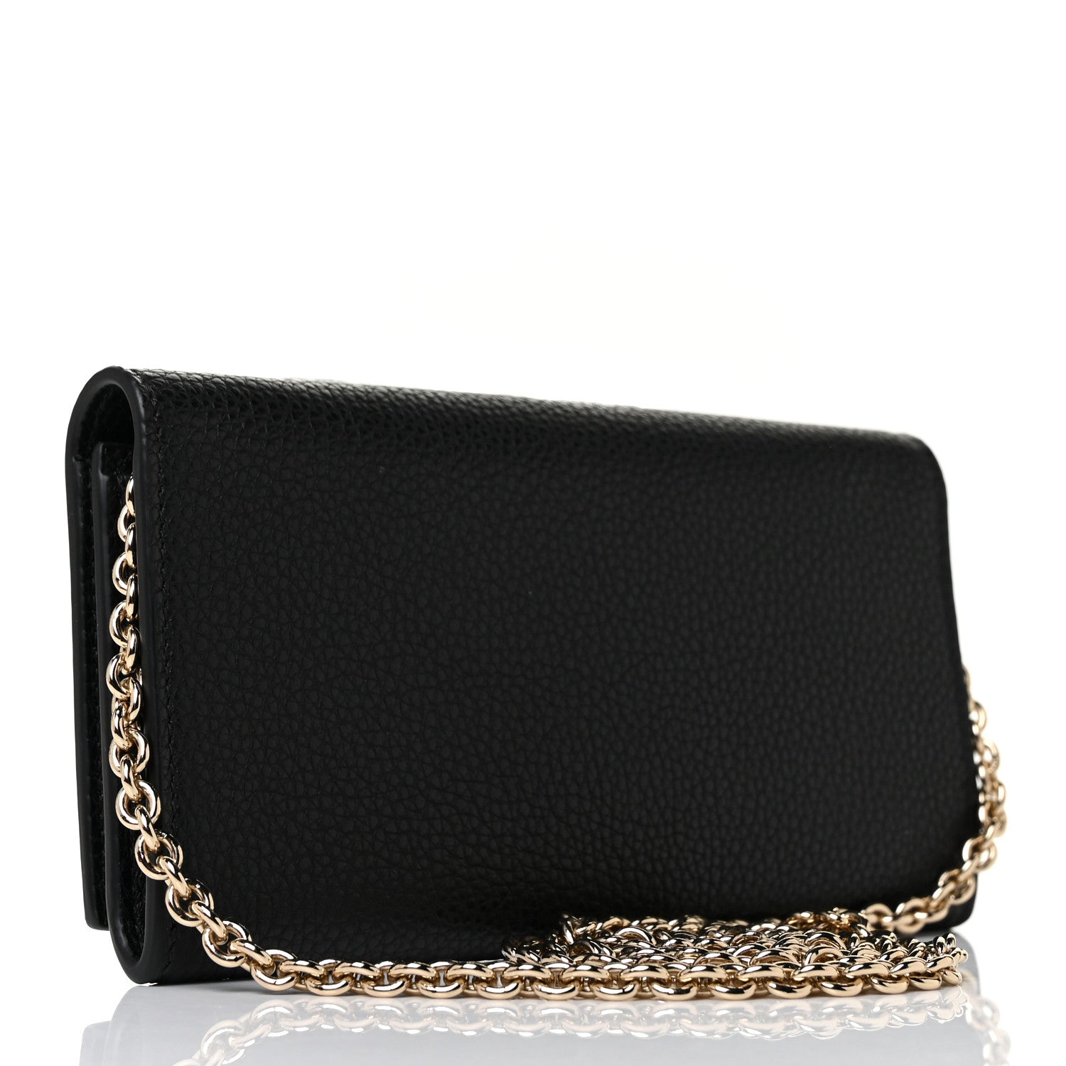 Salvatore Ferragamo Calfskin City Wallet On Chain Black 2 of 8