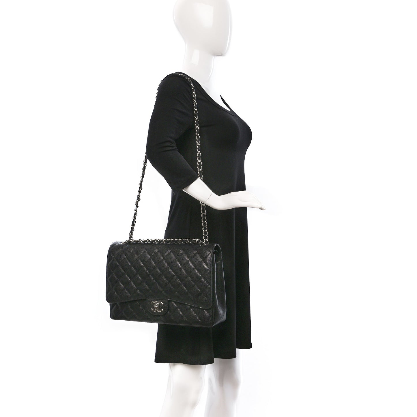 Caviar Quilted Maxi Double Flap Black