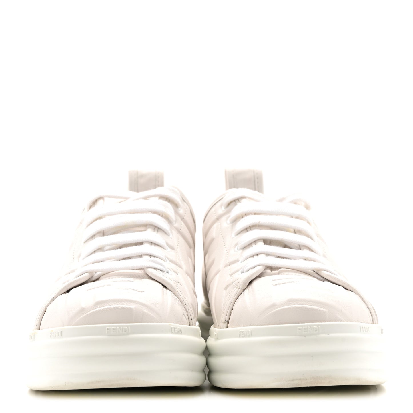 Lambksin FF Embossed Rise Low Top Sneakers 36.5 Ultra White