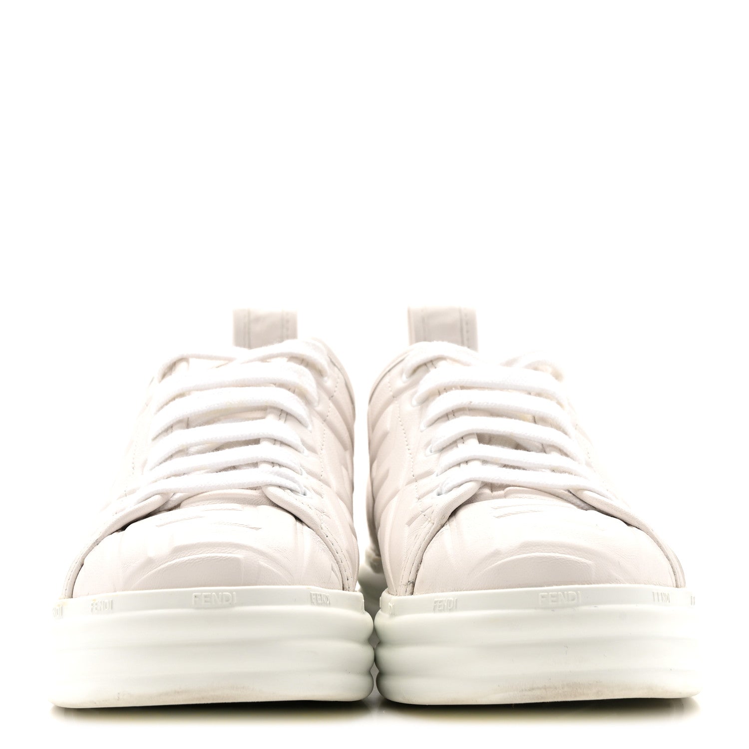 Fendi Lambksin FF Embossed Rise Low Top Sneakers 36.5 Ultra White 5 of 30