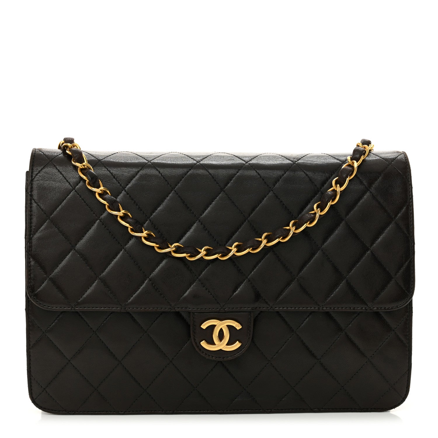 Chanel Lambskin Quilted Medium Single Flap Dark Brown 1 of 13