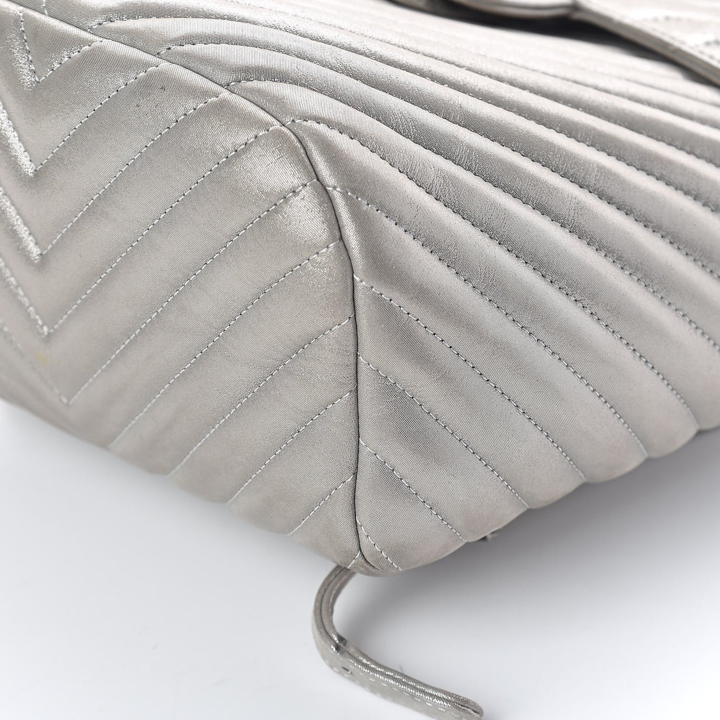 Metallic Calfskin Chevron Quilted Small Urban Spirit Backpack Silver