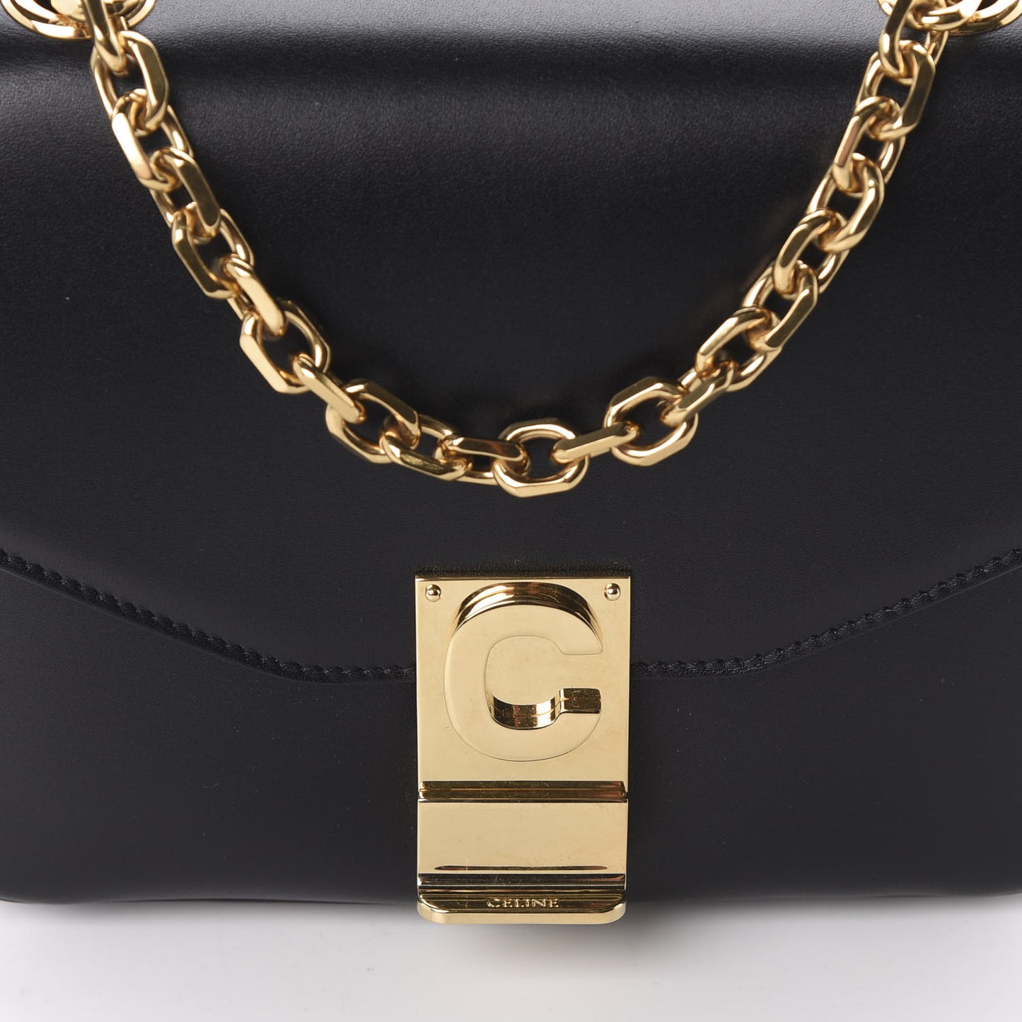 Shiny Calfskin Small C Bag Black