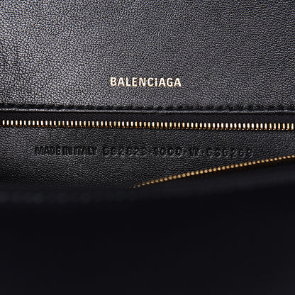 Balenciaga Shiny Box Calfskin Medium Hourglass Top Handle Bag Black 7 of 12