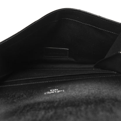 Saint Laurent Grain De Poudre Matelasse Chevron Monogram Envelope Clutch Black 5 of 11