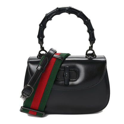 Gucci Boarded Dyana Lux Calfskin Web Monochrome Small Bamboo 1947 Top Handle Bag Black 1 of 10