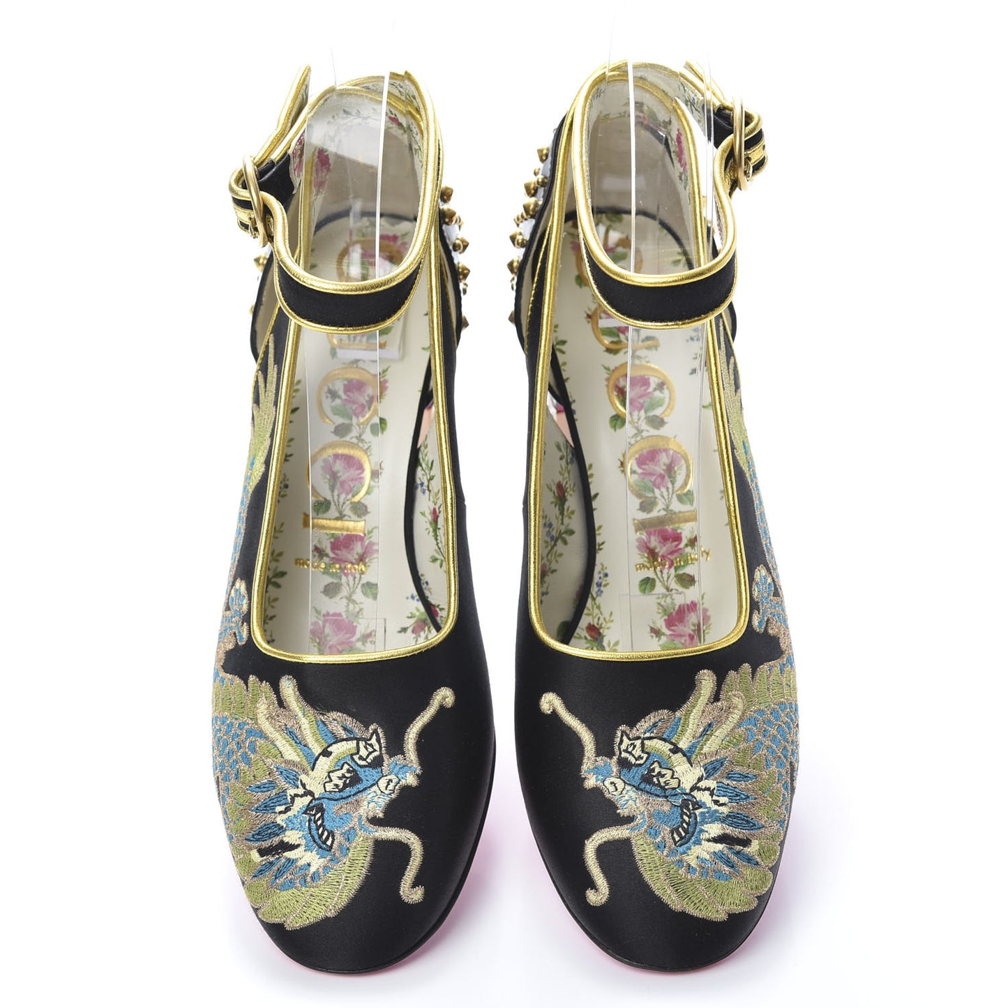 Satin Embroidered Dragon Caspar Pumps 37 Black