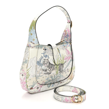 Gucci New Shangai Calfskin Tiger Savanah Small Jackie 1961 Hobo Chalky White Multicolor 3 of 10